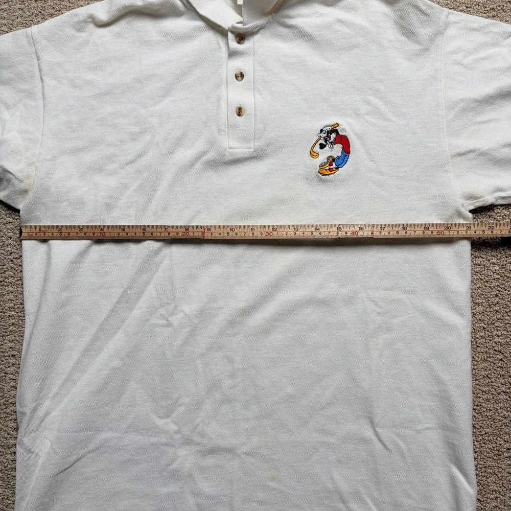 Vintage Mickey & Co Disney Goofy Golf Polo‎ Shirt White Mens XL Made in USA